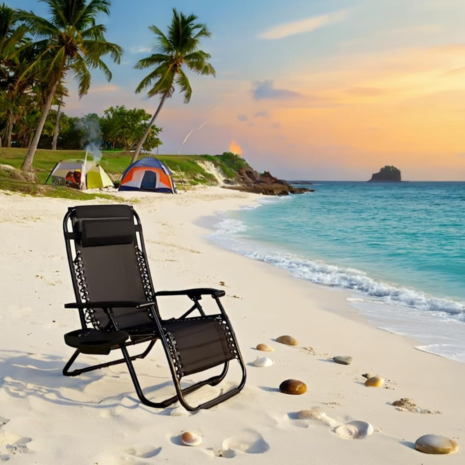 Zero Gravity Chairs Set of 2 Folding Sun Loungers, Reclining Outdoor Garden | Lockable 170°, Steel Frame, 150 kg Load Headrest Pillow, Adjustable, Lightweight, for Deck, Patio, Poolside, Beach, Camping