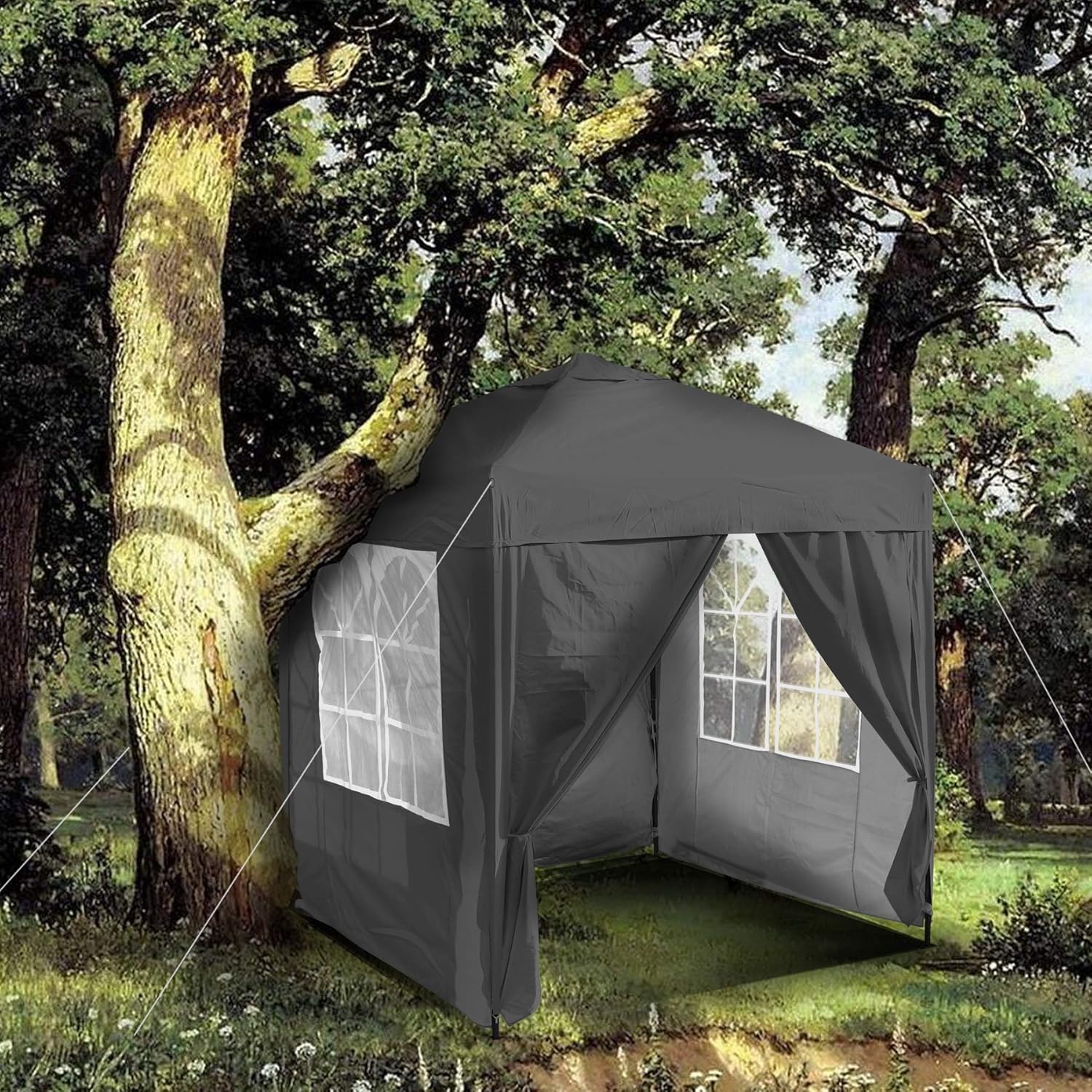 SANHENG Pop Up Gazebo, Pop Up Tent with Weights, Fully Waterproof, All Weather Gazebo ideal for Outdoor Party Camping (3x3m,Grey)